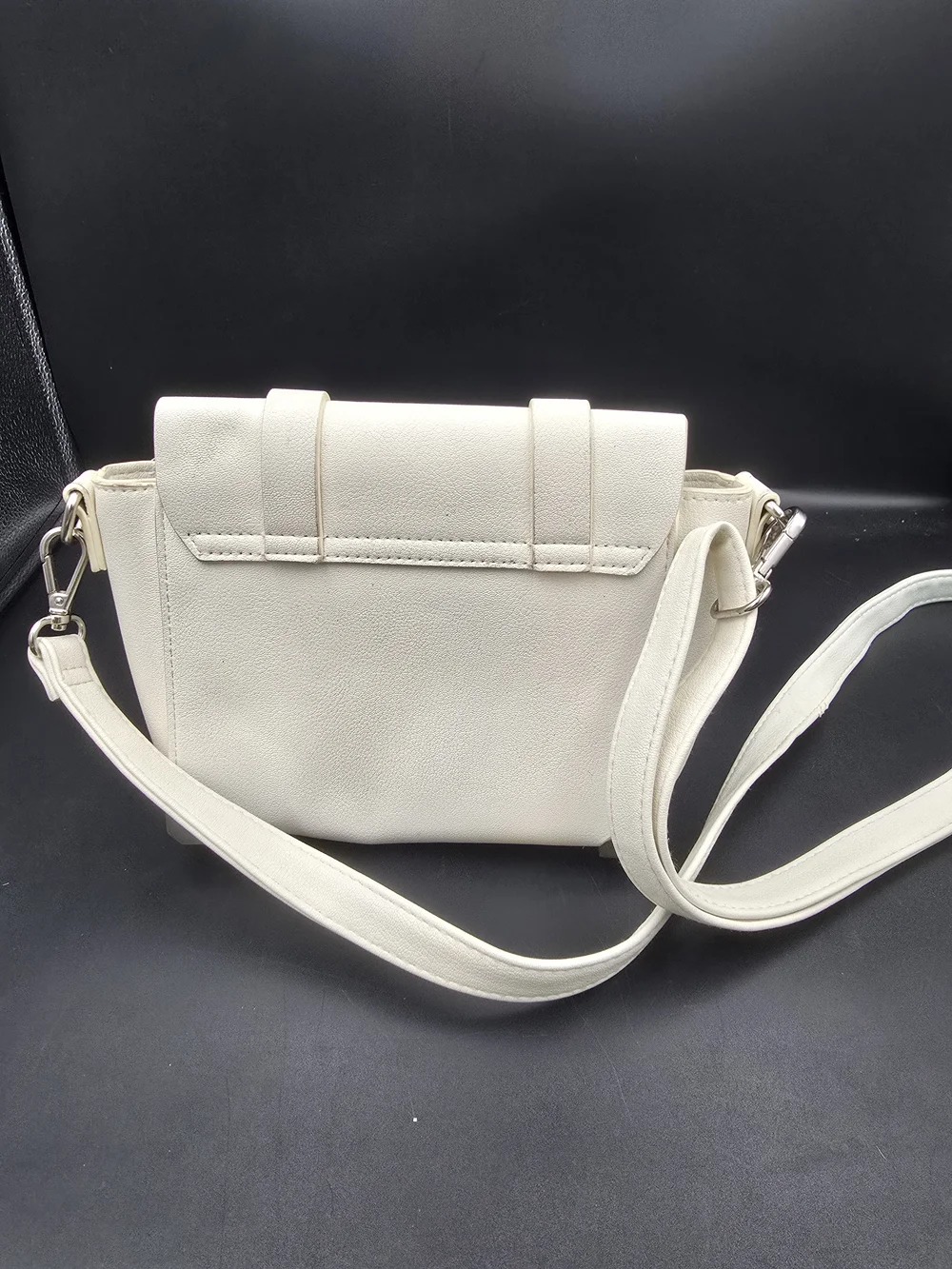Cream Studded Crossbody Bag with Adjustable Strap